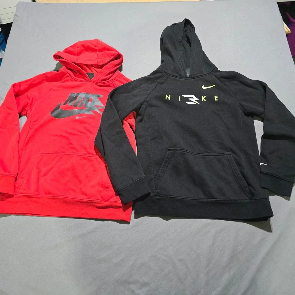 Nike Hoodie Kids Large 12-13 youth boys Red Black 2 Pack Pullover lot bundle